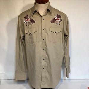 Vintage Embroidered Western Shirt Eagle Design by High Noon men’s size large
